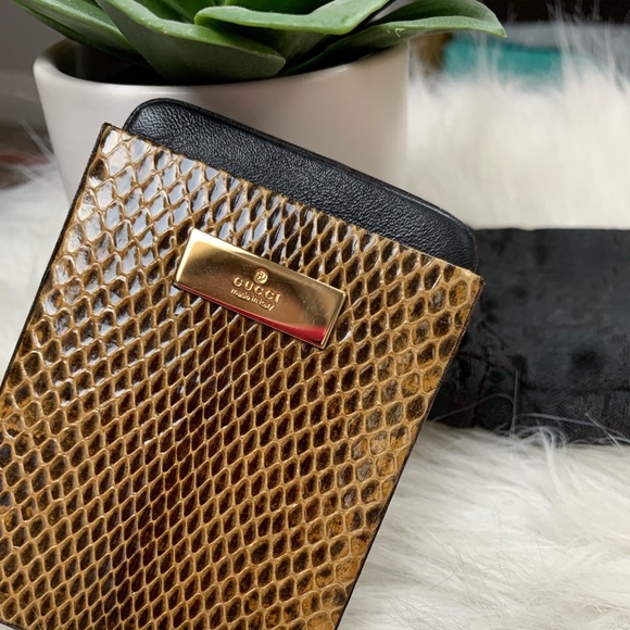 Gucci Accessories - Gucci Snakeskin Business Card Holder
